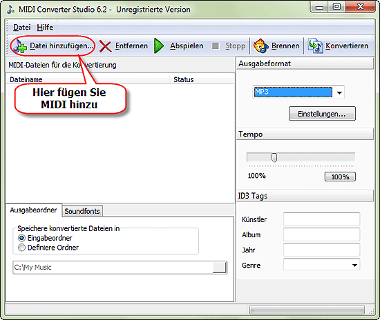 MIDI Dateien hinzufgen