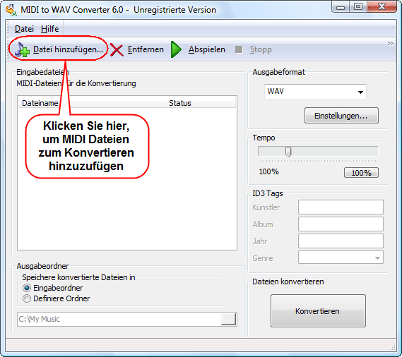 MIDI in WAV Konverter
