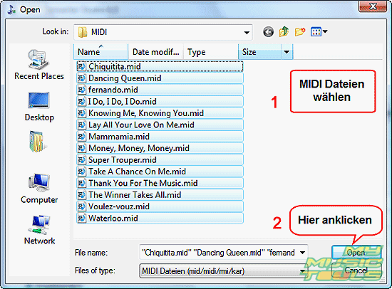 MIDI Dateien ffnen