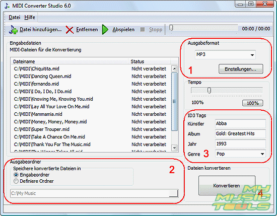 ID3 Tags ausfllen und MIDI in MP3 umwandeln