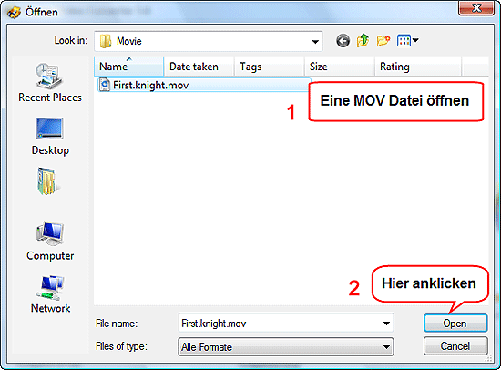 Eine MOV Datei ffnen
