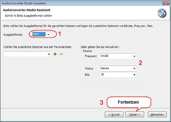 Ausgabeformat - WAV