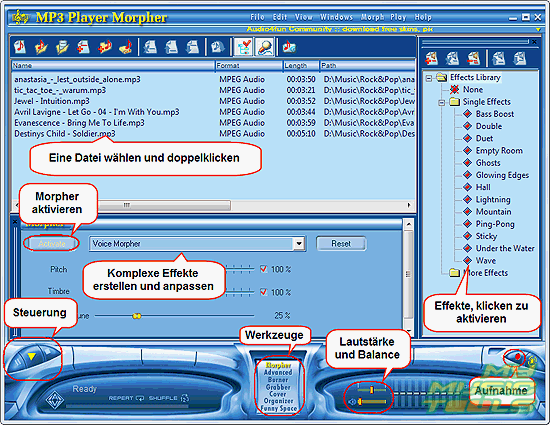 Abspielen und verwandeln