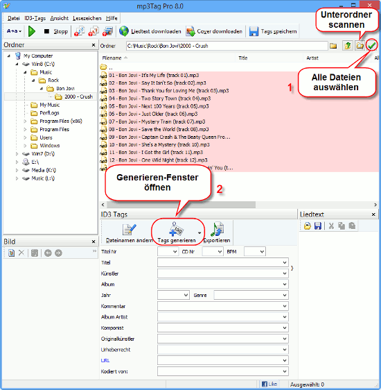 MP3 Dateien zum Taggen auswhlen