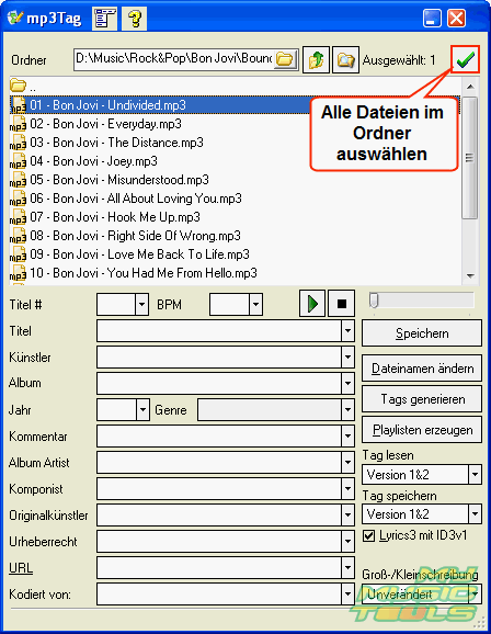 mp3Tag Hauptfenster