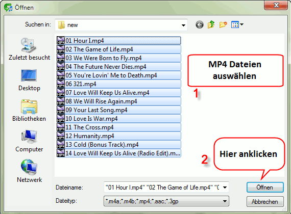 MP4 Dateien ffnen