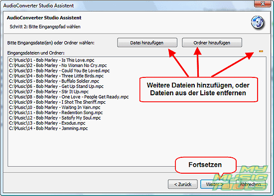 Weitere Dateien hinzufgen oder entfernen