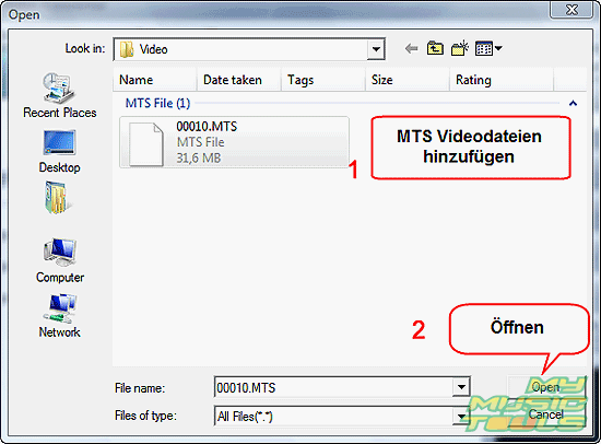 MTS Dateien ffnen