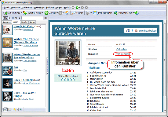 Musikalben in Musicnizer