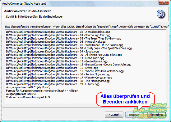 berprfen und OGG in MP3 konvertieren