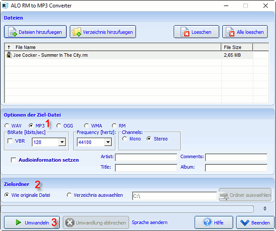 RM in MP3 Umwandeln