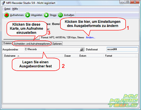 Stimme- und Tonaufnahmeprogramm