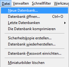 Eine neue Datenbank erstellen