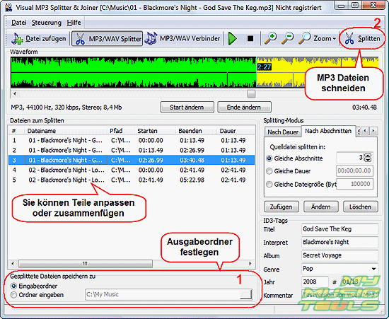 Alle MP3 Dateien schneiden