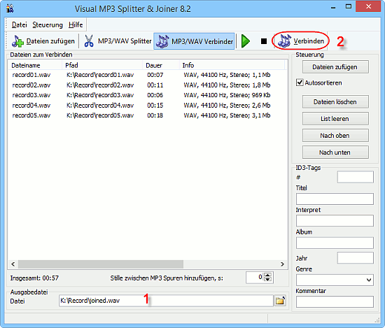 WAV Dateien zusammenfgen
