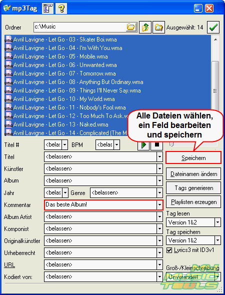 Stapelverarbeitung fr WMA Tags