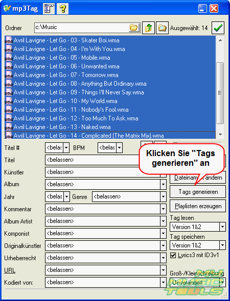 WMA Tags generieren