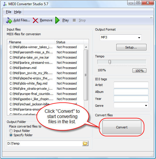 Haga clic en Convertir (Convert) para iniciar la conversión