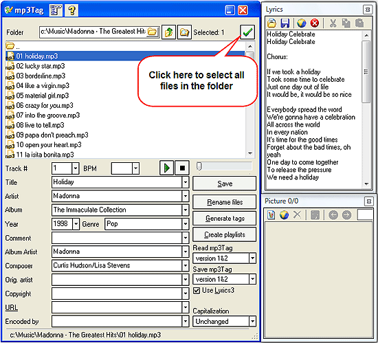 Sélectionner fichiers MP3