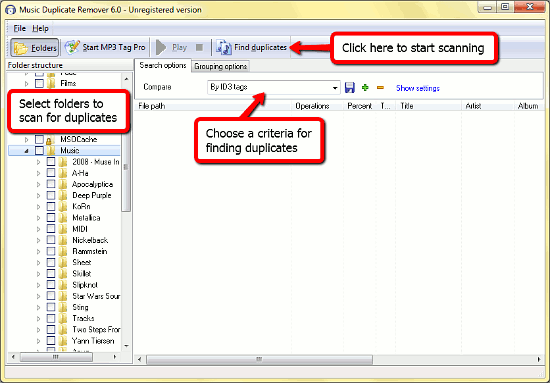 Préparation de la suppression de doublons audio