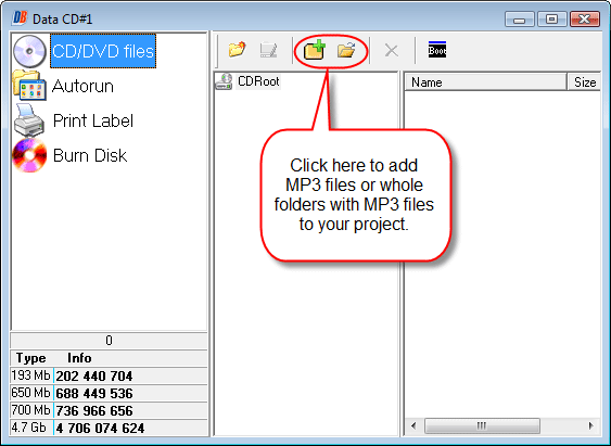 Add files and folders with MP3 files to your project