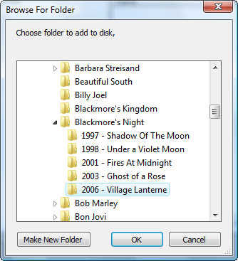 Browse to folder with MP3 files