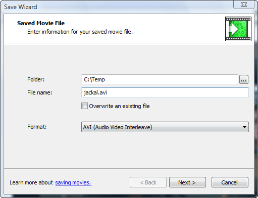 Output folder, filename, video format