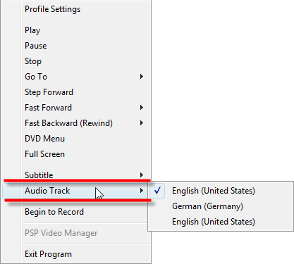 It is also possible to adjust settings using context-menu