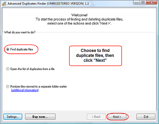 Find duplicate files