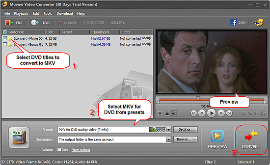 Convert DVD to MKV