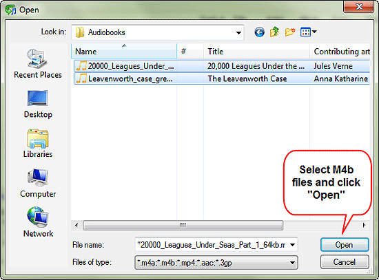 Open M4b files that you want to convert to MP3