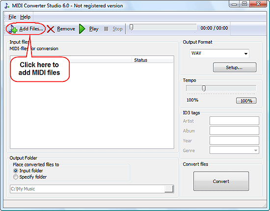 Add MIDI files to convert