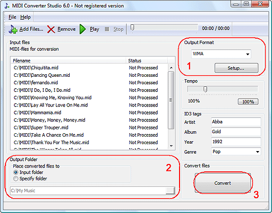 Convert MIDI to WMA