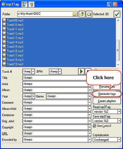 Select files and click Generate