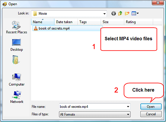 Find and open MP4 files