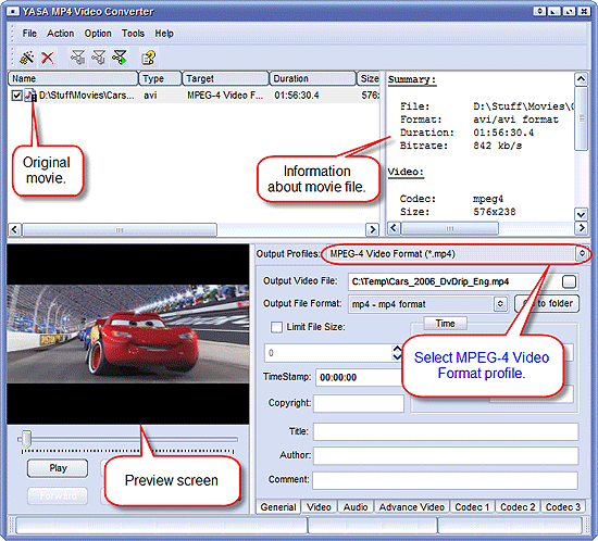 Select MP4 profile